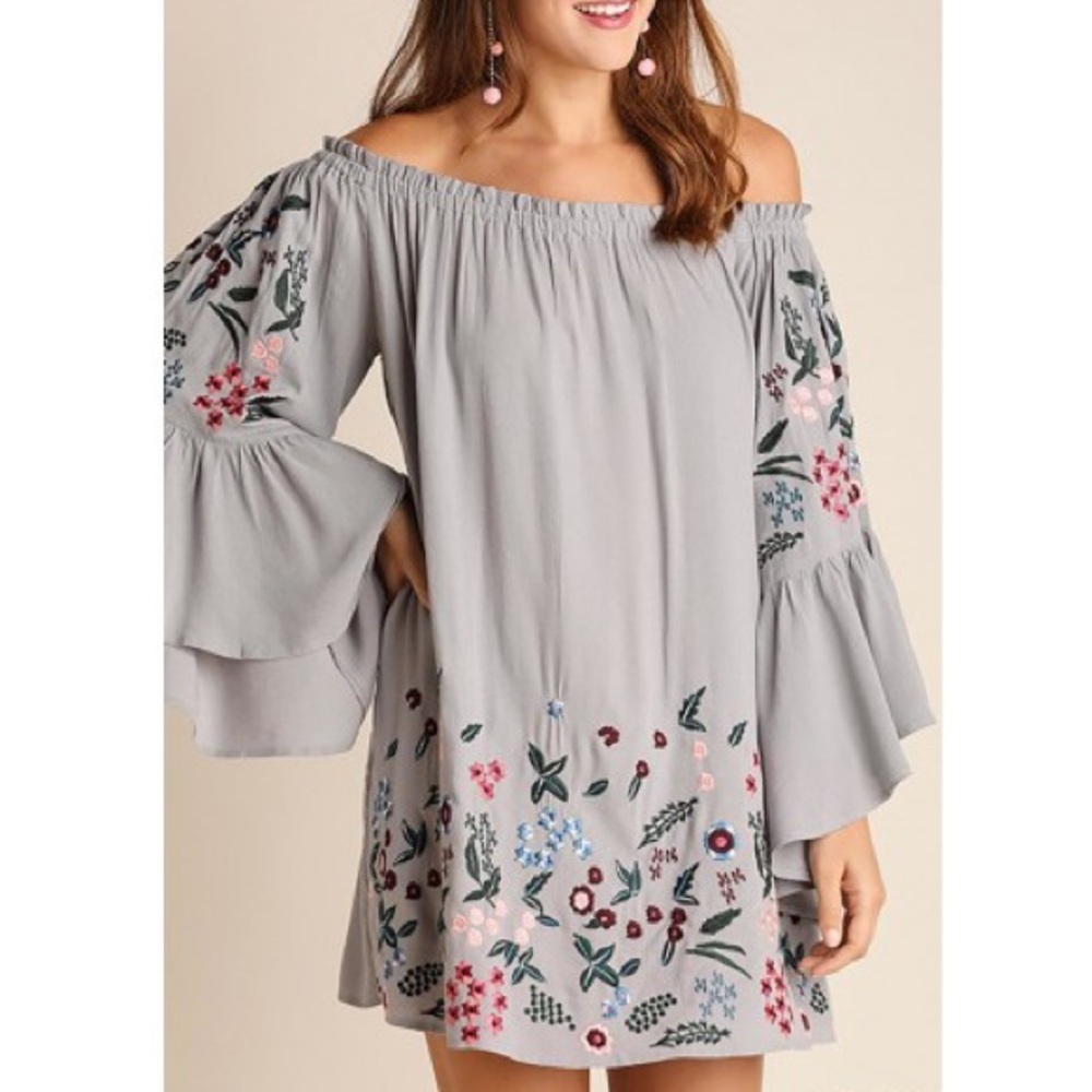 *BLACK Umgee Boho Babydoll Floral Mini Dress,‎ Sz S